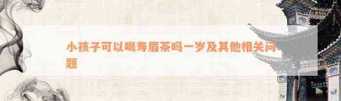 小孩子可以喝寿眉茶吗一岁及其他相关问题