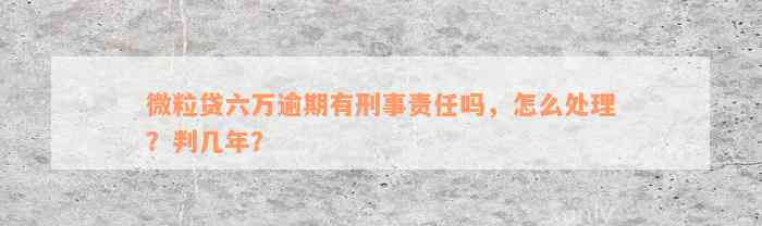 微粒贷六万逾期有刑事责任吗，怎么处理？判几年？