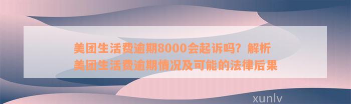 美团生活费逾期8000会起诉吗？解析美团生活费逾期情况及可能的法律后果