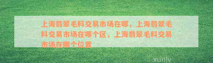 上海翡翠毛料交易市场在哪，上海翡翠毛料交易市场在哪个区，上海翡翠毛料交易市场在哪个位置