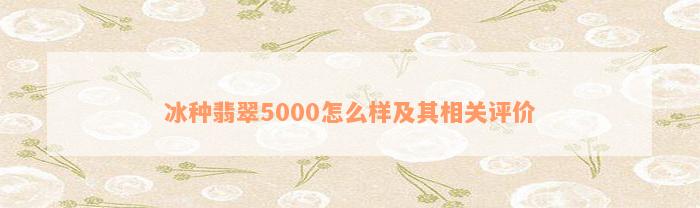 冰种翡翠5000怎么样及其相关评价