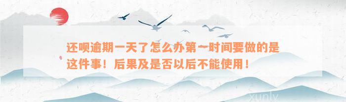 还呗逾期一天了怎么办第一时间要做的是这件事！后果及是否以后不能使用！