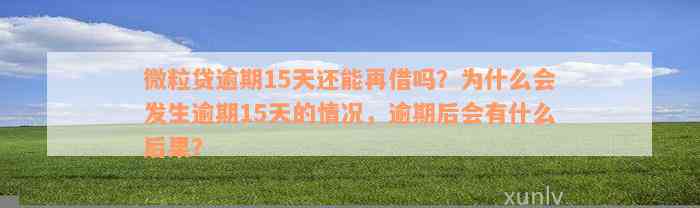 微粒贷逾期15天还能再借吗？为什么会发生逾期15天的情况，逾期后会有什么后果？