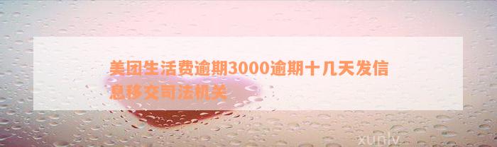 美团生活费逾期3000逾期十几天发信息移交司法机关