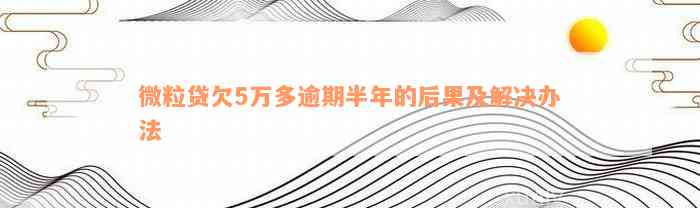 微粒贷欠5万多逾期半年的后果及解决办法