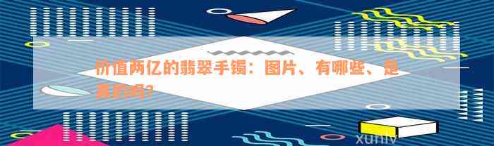 价值两亿的翡翠手镯：图片、有哪些、是真的吗？