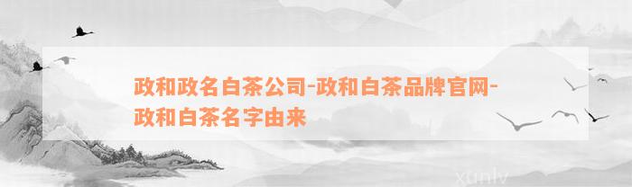 政和政名白茶公司-政和白茶品牌官网-政和白茶名字由来