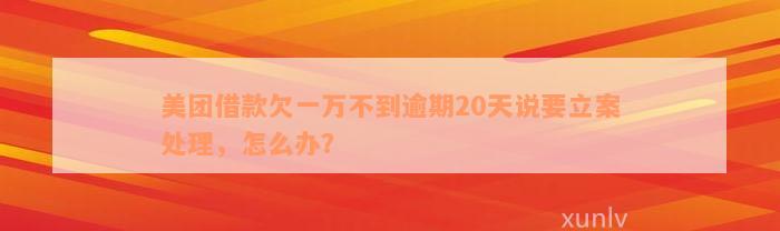 美团借款欠一万不到逾期20天说要立案处理，怎么办？