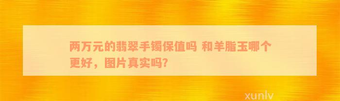 两万元的翡翠手镯保值吗 和羊脂玉哪个更好，图片真实吗？