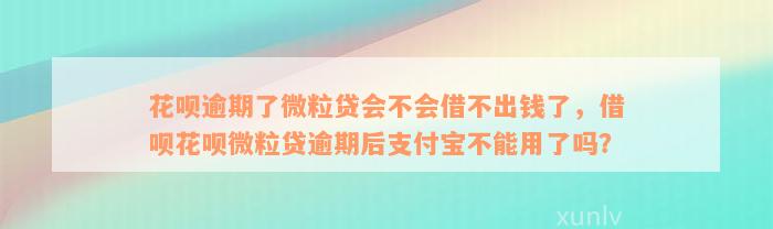 花呗逾期了微粒贷会不会借不出钱了，借呗花呗微粒贷逾期后支付宝不能用了吗？