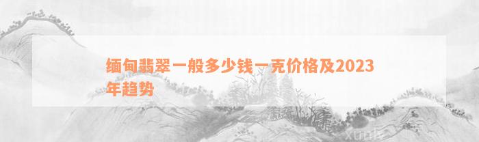 缅甸翡翠一般多少钱一克价格及2023年趋势