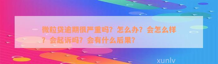 微粒贷逾期很严重吗？怎么办？会怎么样？会起诉吗？会有什么后果？