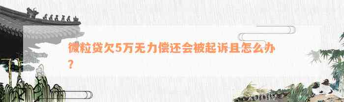 微粒贷欠5万无力偿还会被起诉且怎么办？