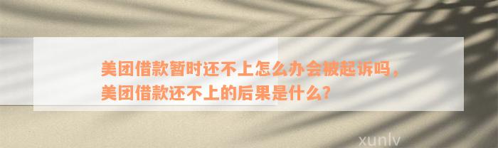 美团借款暂时还不上怎么办会被起诉吗，美团借款还不上的后果是什么？