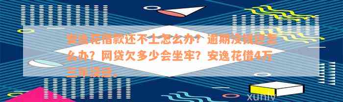 安逸花借款还不上怎么办？逾期没钱还怎么办？网贷欠多少会坐牢？安逸花借4万三年没还。