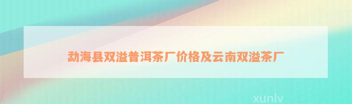 勐海县双溢普洱茶厂价格及云南双溢茶厂