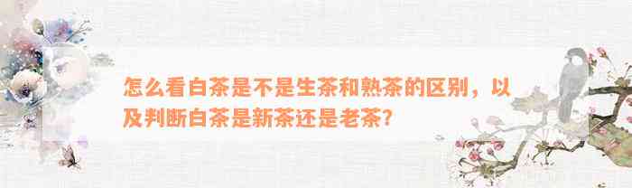 怎么看白茶是不是生茶和熟茶的区别，以及判断白茶是新茶还是老茶？