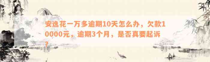 安逸花一万多逾期10天怎么办，欠款10000元，逾期3个月，是否真要起诉？