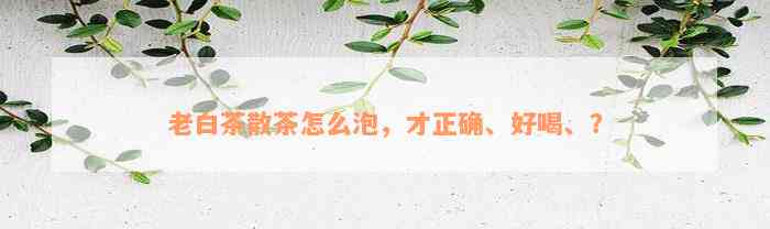 老白茶散茶怎么泡，才正确、好喝、？