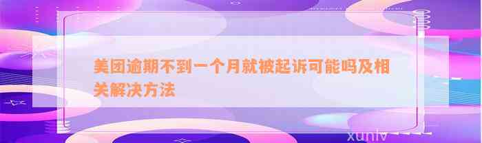 美团逾期不到一个月就被起诉可能吗及相关解决方法