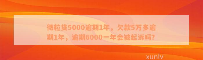 微粒贷5000逾期1年，欠款5万多逾期1年，逾期6000一年会被起诉吗？