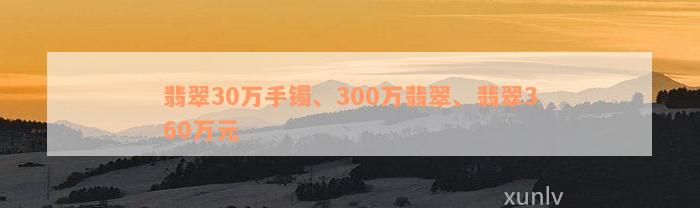 翡翠30万手镯、300万翡翠、翡翠360万元