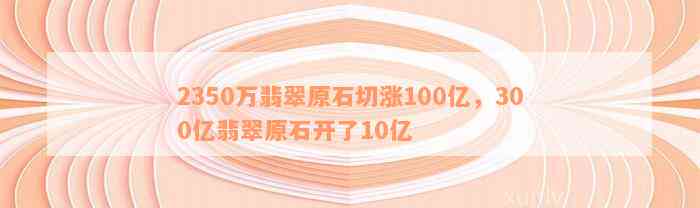 2350万翡翠原石切涨100亿，300亿翡翠原石开了10亿