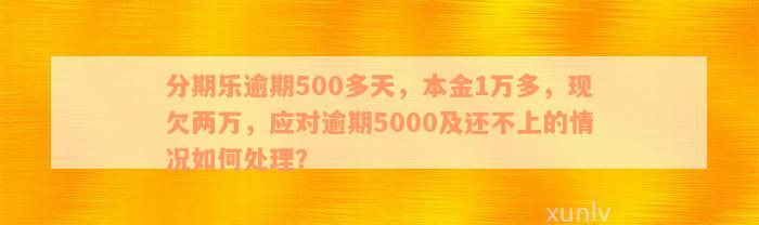 分期乐逾期500多天，本金1万多，现欠两万，应对逾期5000及还不上的情况如何处理？