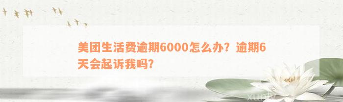 美团生活费逾期6000怎么办？逾期6天会起诉我吗？