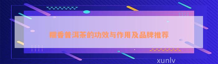 糯香普洱茶的功效与作用及品牌推荐