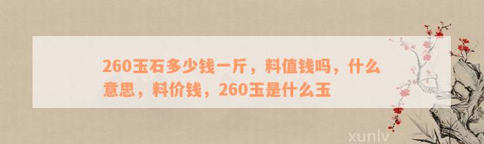 260玉石多少钱一斤，料值钱吗，什么意思，料价钱，260玉是什么玉