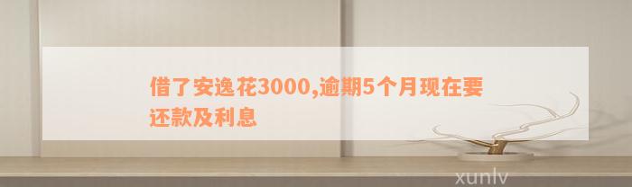 借了安逸花3000,逾期5个月现在要还款及利息