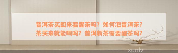 普洱茶买回来要醒茶吗？如何泡普洱茶？茶买来就能喝吗？普洱新茶需要醒茶吗？