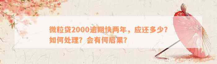 微粒贷2000逾期快两年，应还多少？如何处理？会有何后果？