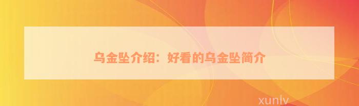 乌金坠介绍：好看的乌金坠简介