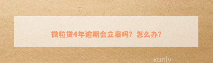 微粒贷4年逾期会立案吗？怎么办？