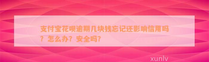 支付宝花呗逾期几块钱忘记还影响信用吗？怎么办？安全吗？