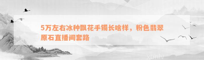 5万左右冰种飘花手镯长啥样，粉色翡翠原石直播间套路