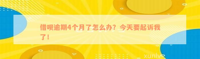 借呗逾期4个月了怎么办？今天要起诉我了！