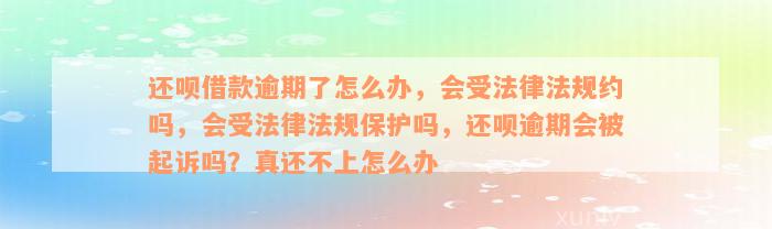 还呗借款逾期了怎么办，会受法律法规约吗，会受法律法规保护吗，还呗逾期会被起诉吗？真还不上怎么办