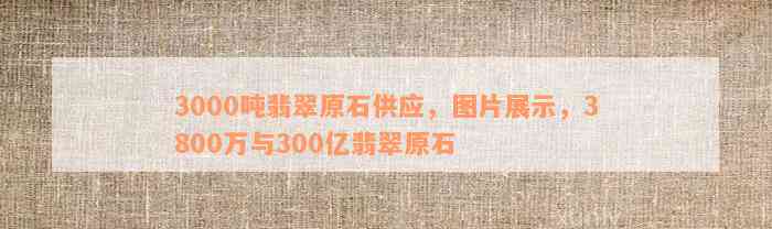 3000吨翡翠原石供应，图片展示，3800万与300亿翡翠原石