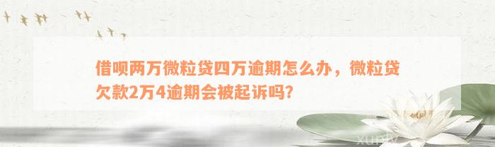 借呗两万微粒贷四万逾期怎么办，微粒贷欠款2万4逾期会被起诉吗？