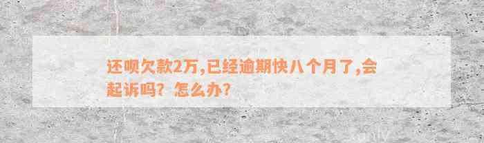 还呗欠款2万,已经逾期快八个月了,会起诉吗？怎么办？