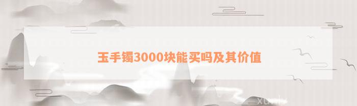 玉手镯3000块能买吗及其价值