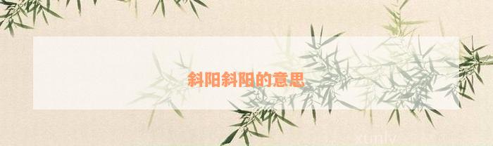 斜阳斜阳的意思