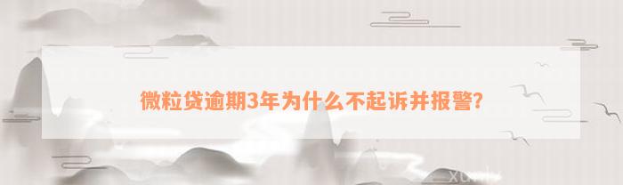 微粒贷逾期3年为什么不起诉并报警？