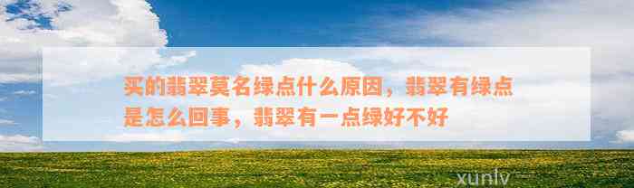 买的翡翠莫名绿点什么原因，翡翠有绿点是怎么回事，翡翠有一点绿好不好