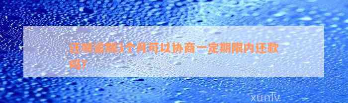 还款逾期3个月可以协商一定期限内还款吗？