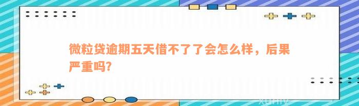 微粒贷逾期五天借不了了会怎么样，后果严重吗？