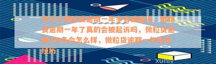 多少人微粒贷逾期一年多会被起诉，微粒贷逾期一年了真的会被起诉吗，微粒贷逾期1年多会怎么样，微粒贷逾期一年亲身经历